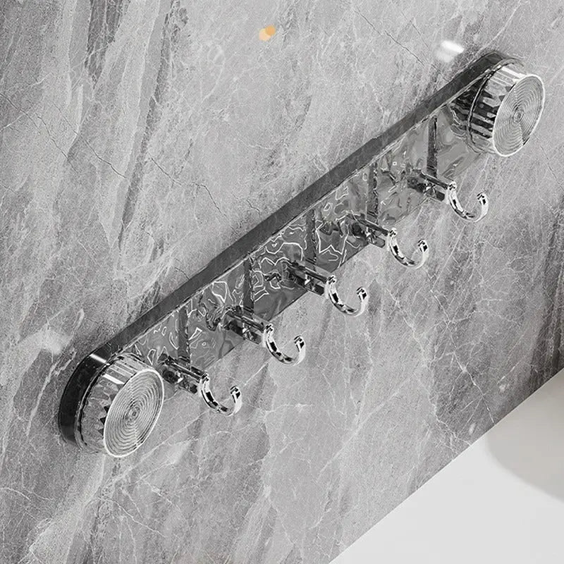 Suction Cup Rack Rotating Wall Mounted Drill-Free Plastic with 5 Hooks