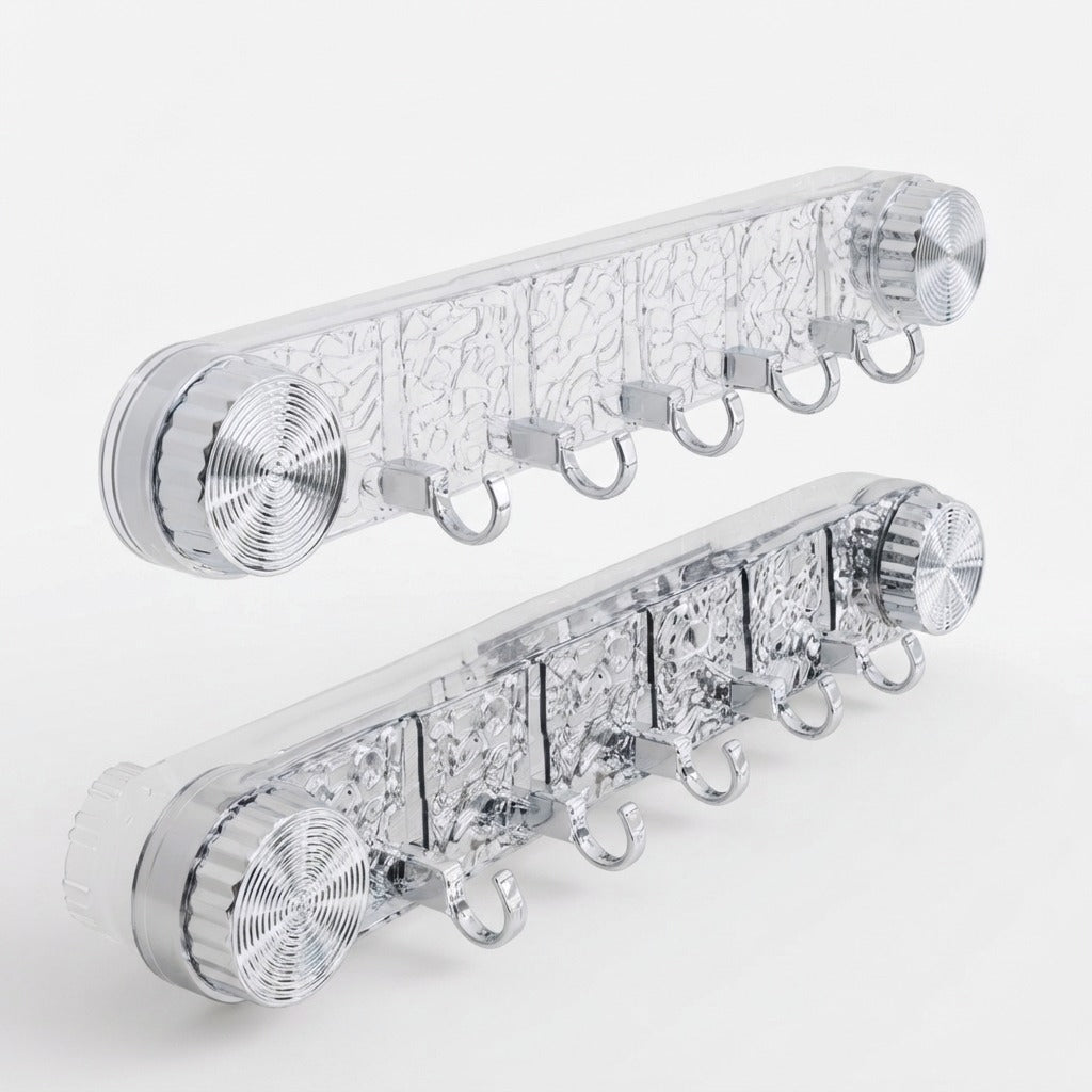 Suction Cup Rack Rotating Wall Mounted Drill-Free Plastic with 5 Hooks