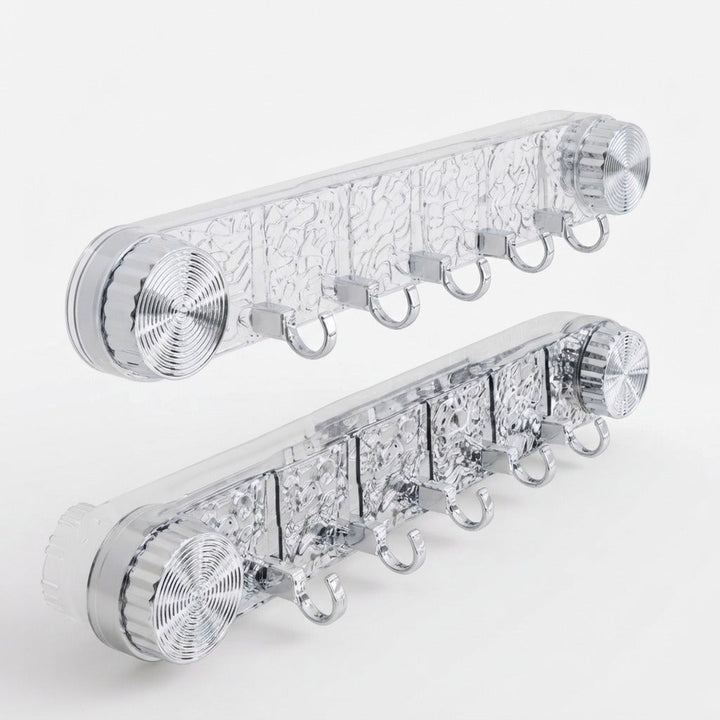 Suction Cup Rack Rotating Wall Mounted Drill-Free Plastic with 5 Hooks