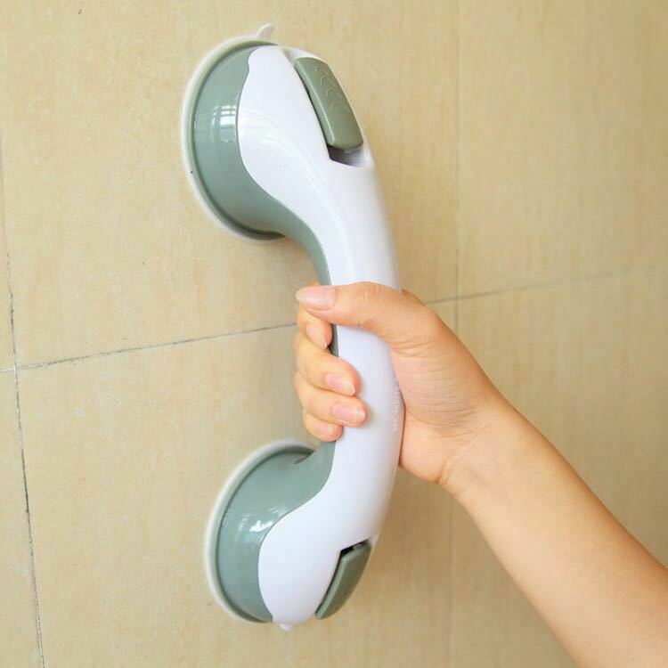 Suction Cup Shower Grab Bar | 136kg Capacity | No-Drill | Ergonomic Grip | Portable | Grey &amp; White