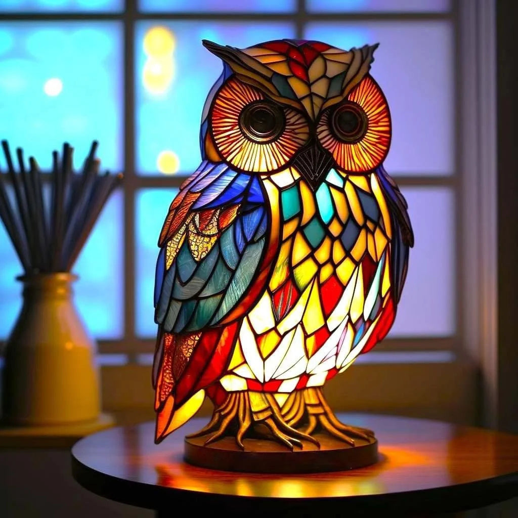Table Animal Lamp | Faceted Wolf Head, Warm Inner Glow