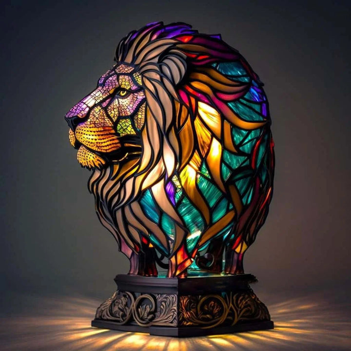 Table Animal Lamp | Faceted Wolf Head, Warm Inner Glow