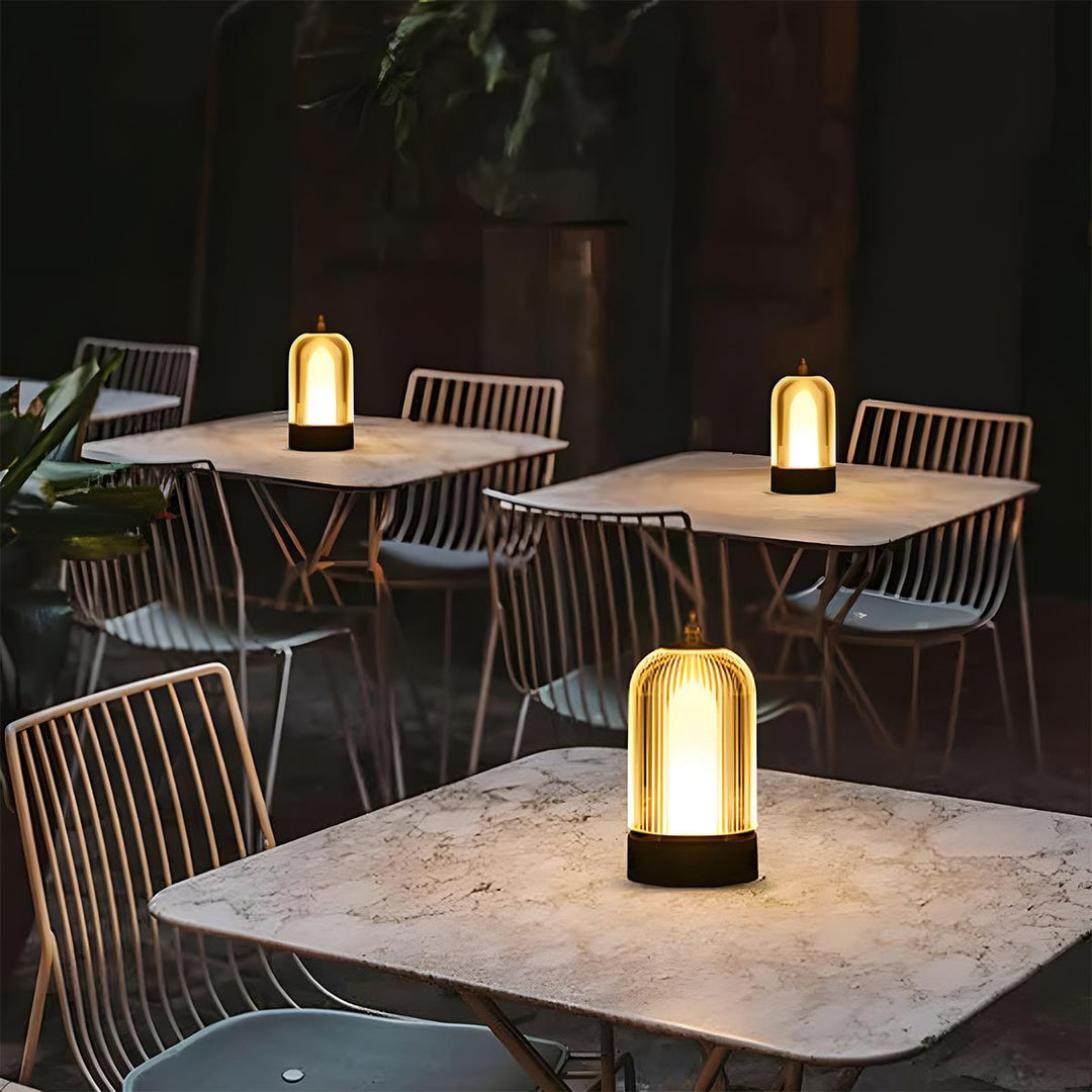Table Lamp | Ribbed Lantern Dome, Carry Strap And Dimmer