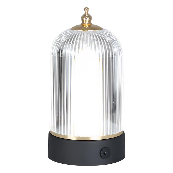 Table Lamp | Ribbed Lantern Dome, Carry Strap And Dimmer