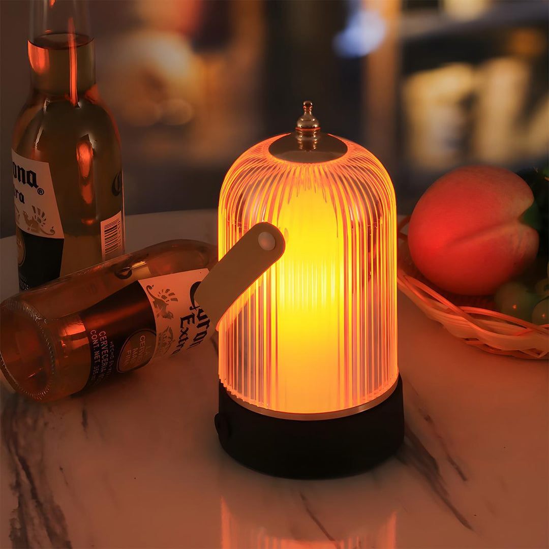 Table Lamp | Ribbed Lantern Dome, Carry Strap And Dimmer