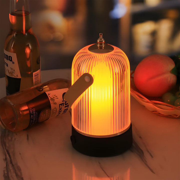Table Lamp | Ribbed Lantern Dome, Carry Strap And Dimmer