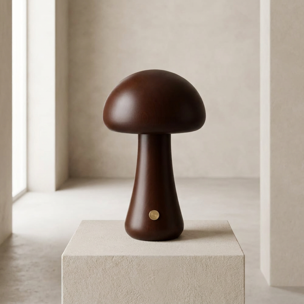 Table Lamp | Turned Mushroom Shape, Cordless And Dimmable