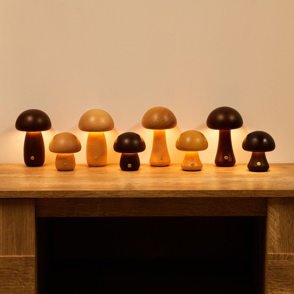 Table Lamp | Turned Mushroom Shape, Cordless And Dimmable