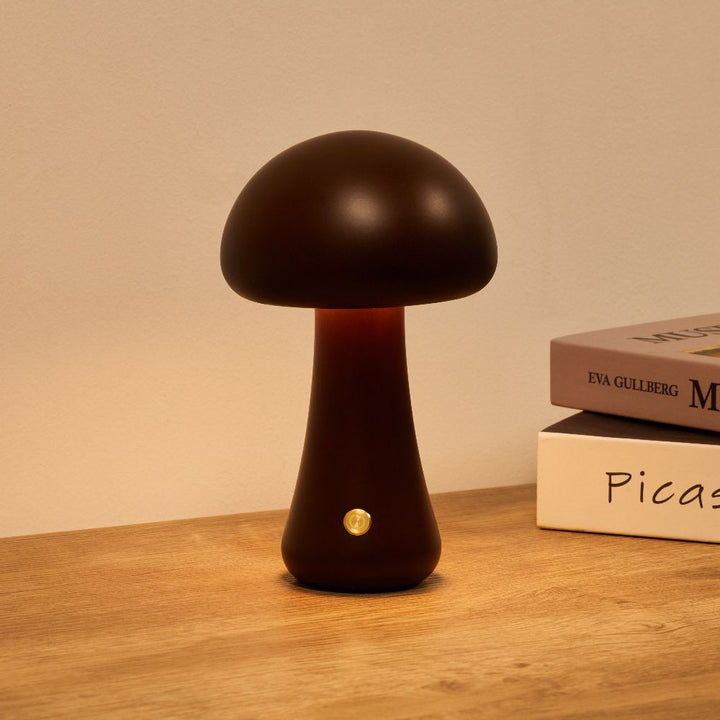 Table Lamp | Turned Mushroom Shape, Cordless And Dimmable