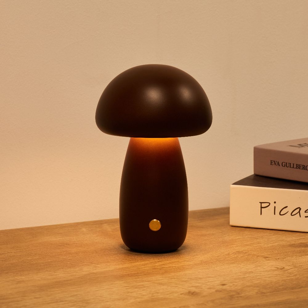 Table Lamp | Turned Mushroom Shape, Cordless And Dimmable