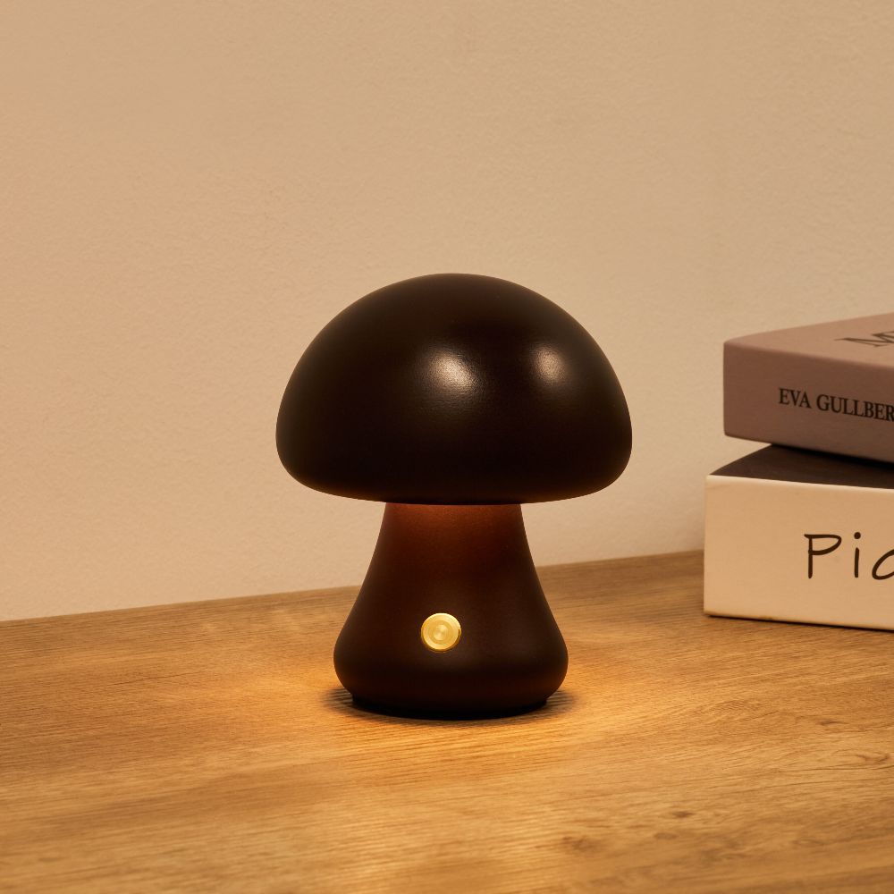 Table Lamp | Turned Mushroom Shape, Cordless And Dimmable