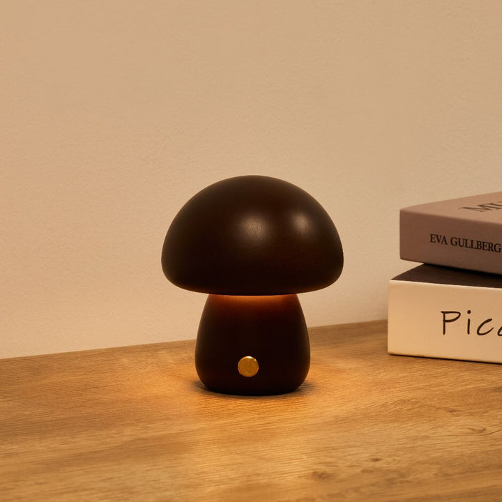 Table Lamp | Turned Mushroom Shape, Cordless And Dimmable