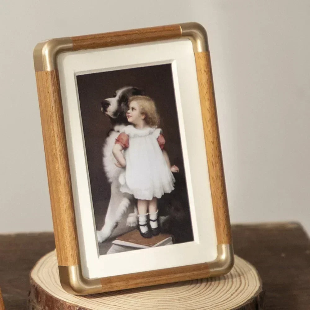 Tabletop Photo Frame | Metal Corner Caps, Wide Mount