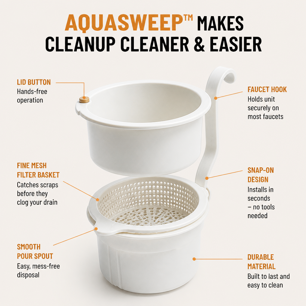 Tap-Mount Sink Strainer, ABS/Stainless Mesh, 3.27 x 5.59 x 7.95 in | White, Yellow, Green | Hands-Free Lid Stops Clogs