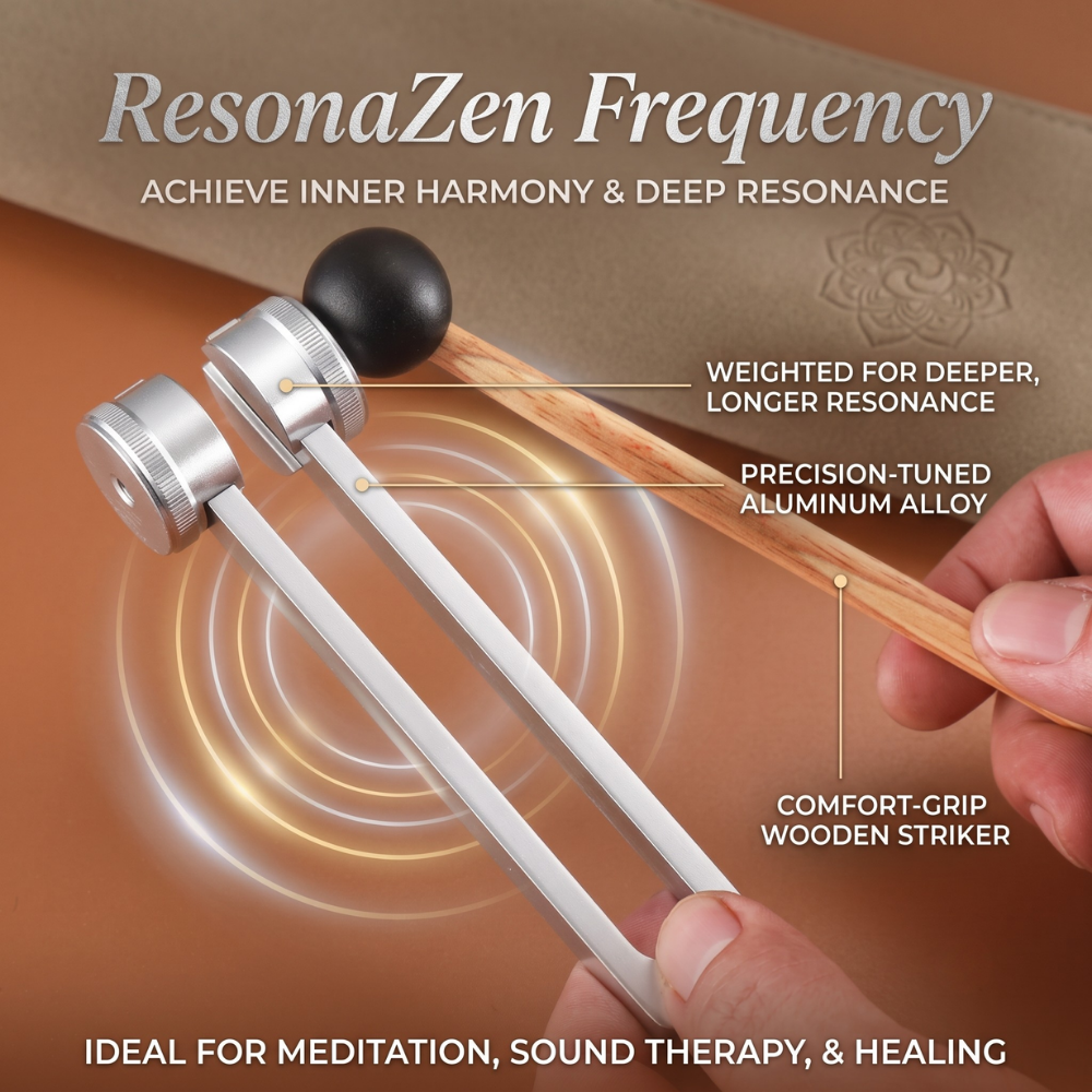 Therapeutic Sound Set | Four Weighted Forks With Mallet And Puck