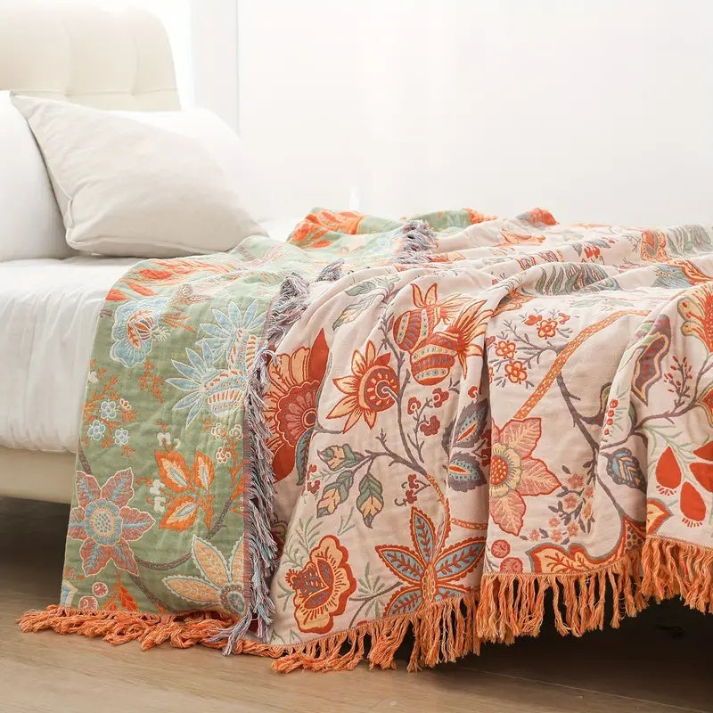 Throw Blanket Skin-Friendly Weave 150x200cm-230x250cm | Decorative Pattern | Machine-Washable, All-Season Comfort