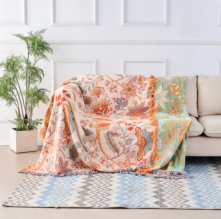 Throw Blanket Skin-Friendly Weave 150x200cm-230x250cm | Decorative Pattern | Machine-Washable, All-Season Comfort