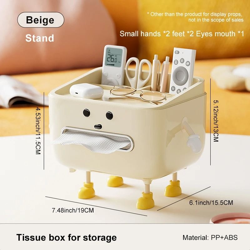 Tissue Box Organiser | Multi-Slot Desk Storage for Pens, Phone and Remote | Space-Saving Dorm, Desk and Bedside Tidy