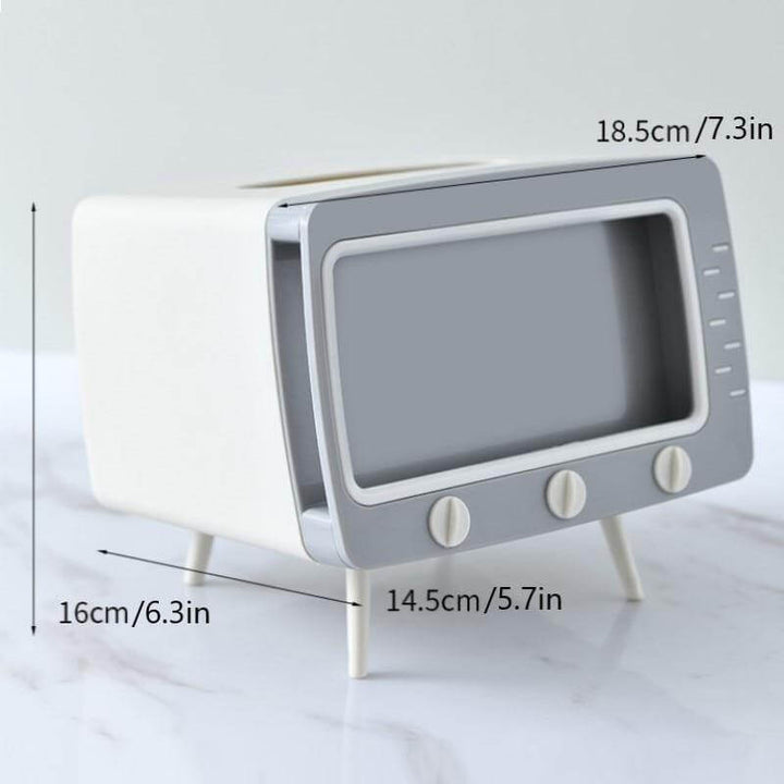 Tissue Box with Phone Holder PP Plastic | Removable Adjustable Stand | Desk Tidy for Home, Office and Nightstand