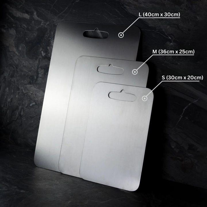Titanium Cutting Board | Antibacterial | Knife-Friendly | Dishwasher Safe | S, M &amp; L | Silver