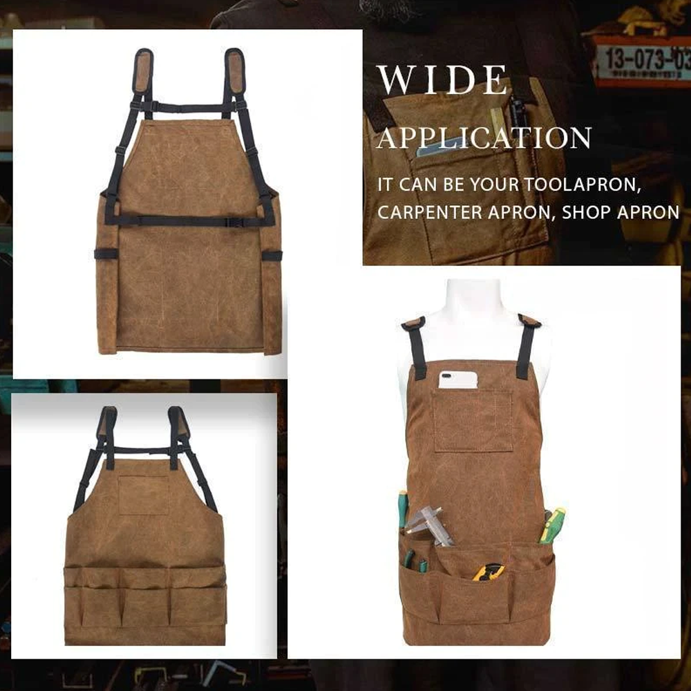 Tool Apron with Multiple Pockets | Adjustable Shoulder Straps for Comfortable Fit | Holds Hammers, Wrenches and Screwdrivers