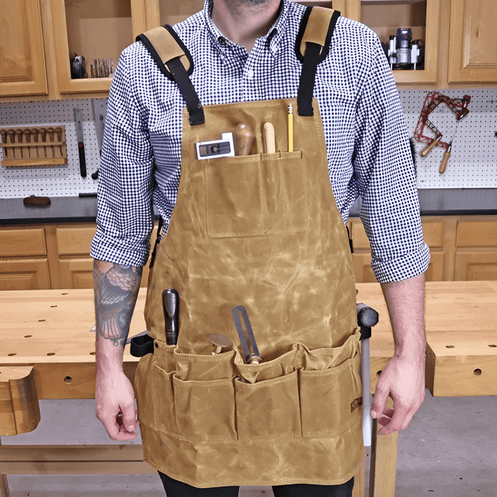 Tool Apron with Multiple Pockets | Adjustable Shoulder Straps for Comfortable Fit | Holds Hammers, Wrenches and Screwdrivers