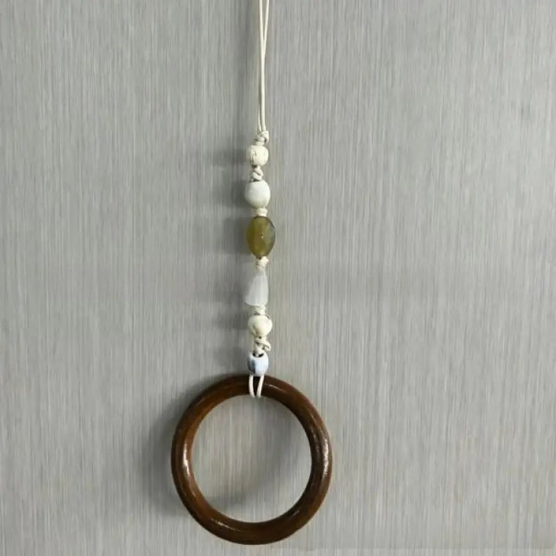 Towel Hanger Rustic Wall Mounted Wood Jute Lightweight with Ceramic Beads