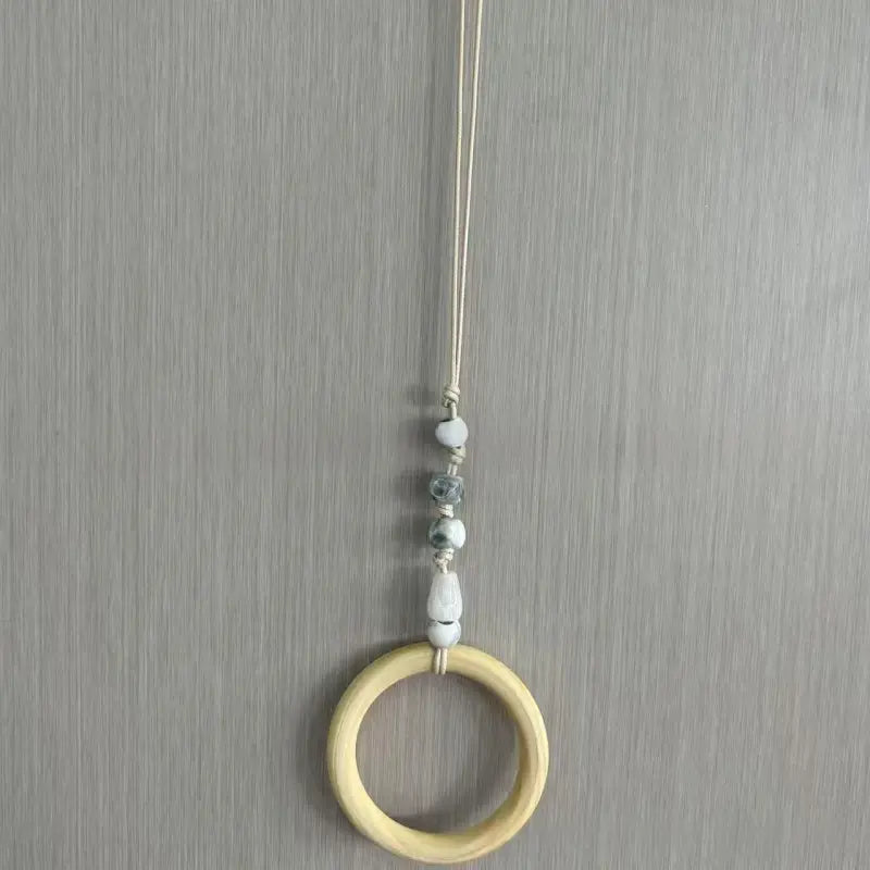 Towel Hanger Rustic Wall Mounted Wood Jute Lightweight with Ceramic Beads