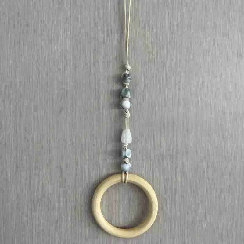 Towel Hanger Rustic Wall Mounted Wood Jute Lightweight with Ceramic Beads