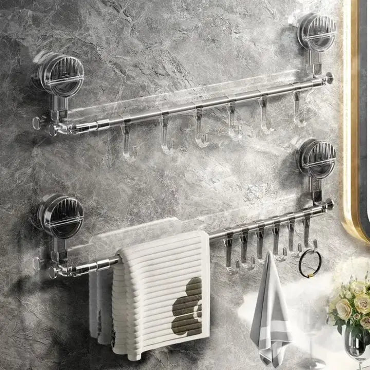 Towel Holder with Suction Cup | Adjustable Stainless Steel Rail