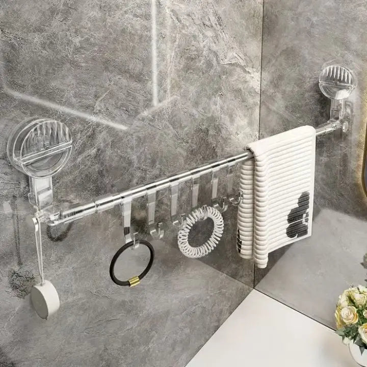 Towel Holder with Suction Cup | Adjustable Stainless Steel Rail