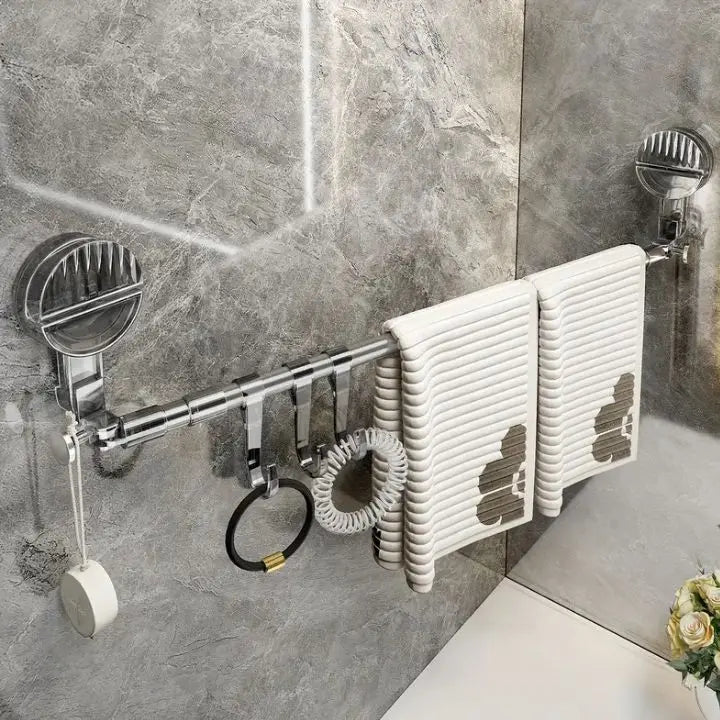 Towel Holder with Suction Cup | Adjustable Stainless Steel Rail