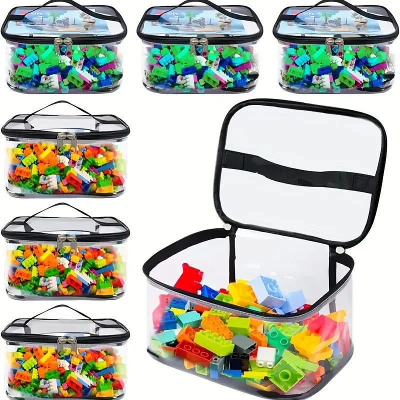 Toy Storage Bag | Clear Sides, Clasp-Fastened Hinged Lid