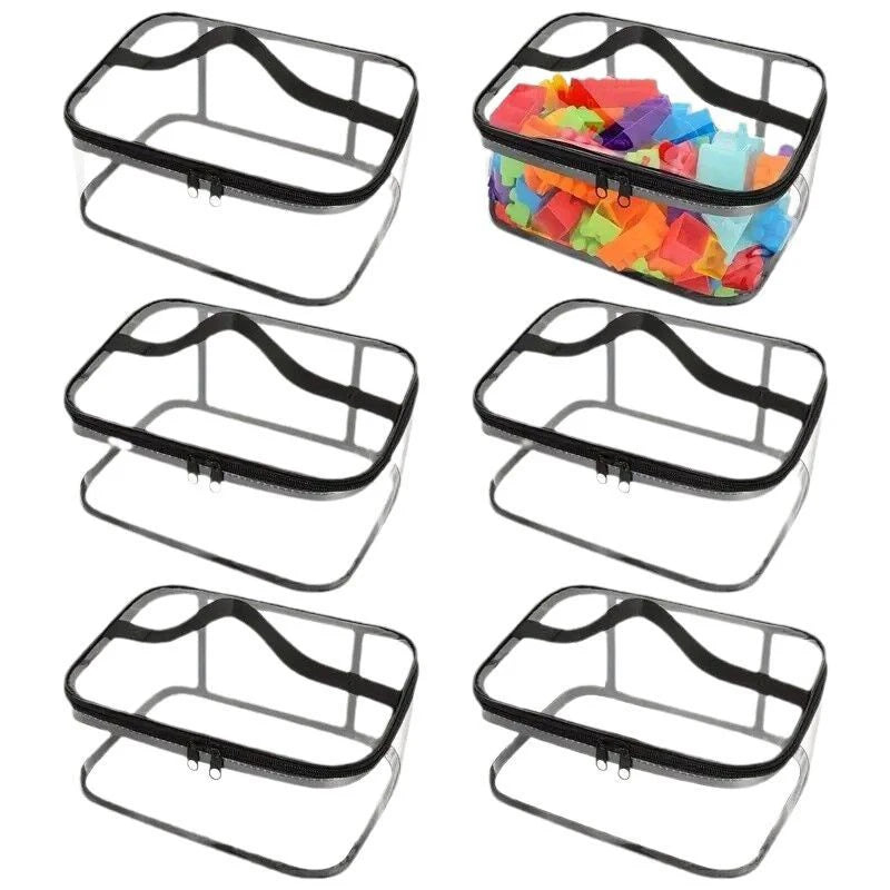 Toy Storage Bag | Clear Sides, Clasp-Fastened Hinged Lid