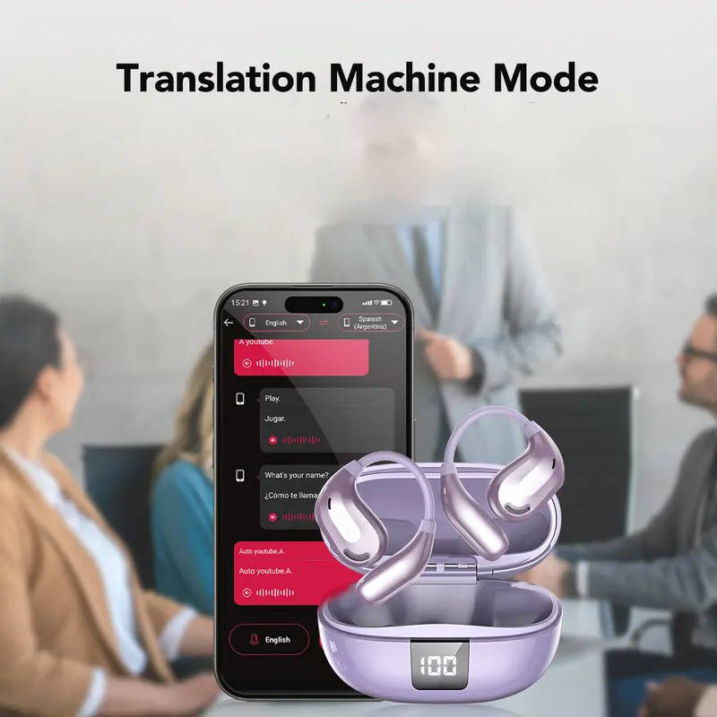 Translator Earphones Bluetooth 135 Language with 90-Hour Charging Case