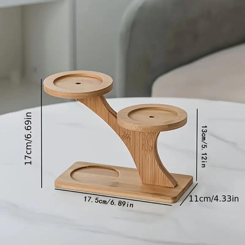 Two-Tier Plant Stand Bamboo Freestanding Indoor with Recessed Platforms