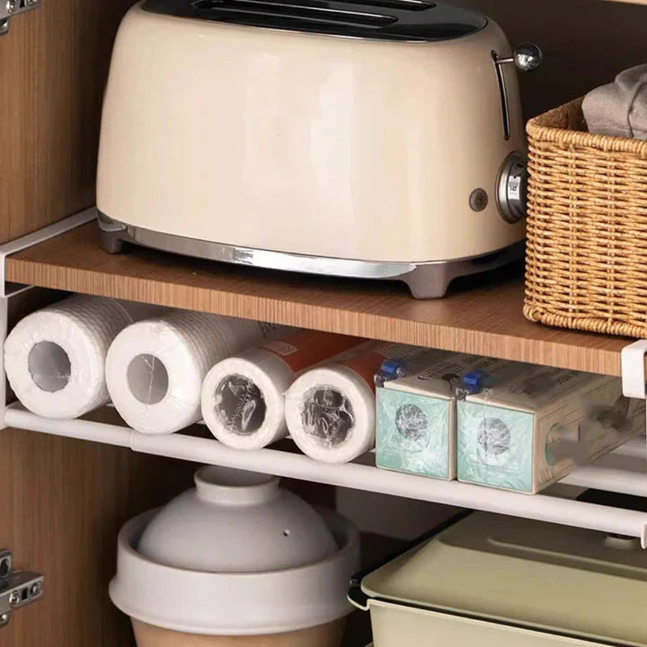 Under-Shelf Storage Rack | No Drilling, No Tools, Doubles Shelf Space