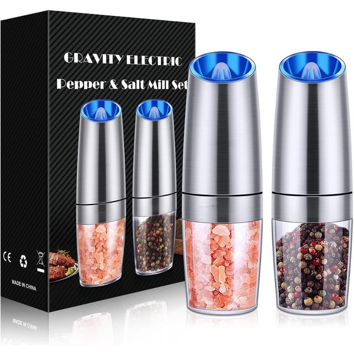 Electric Salt Pepper Grinder Set Rechargeable LED Gravity 2