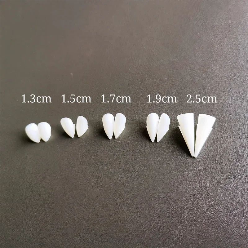 Vampire Fangs Halloween Costume Set | 5 Pairs with Solid Adhesive Included | Reusable Resin Denture Fangs for Cosplay Parties