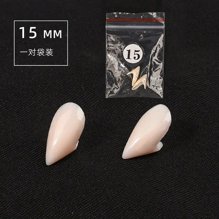 Vampire Fangs Halloween Costume Teeth | 5 Pairs Resin Set | Realistic Individual Fangs with Solid Adhesive for Cosplay