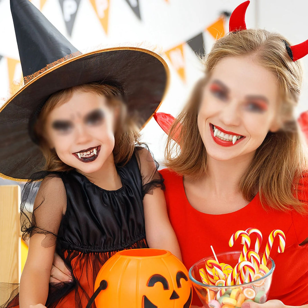 Vampire Teeth Fangs Kit for Halloween | Custom-Molded Thermal Adhesive Fit | Non-Toxic Resin, Natural Tooth-Colour Finish