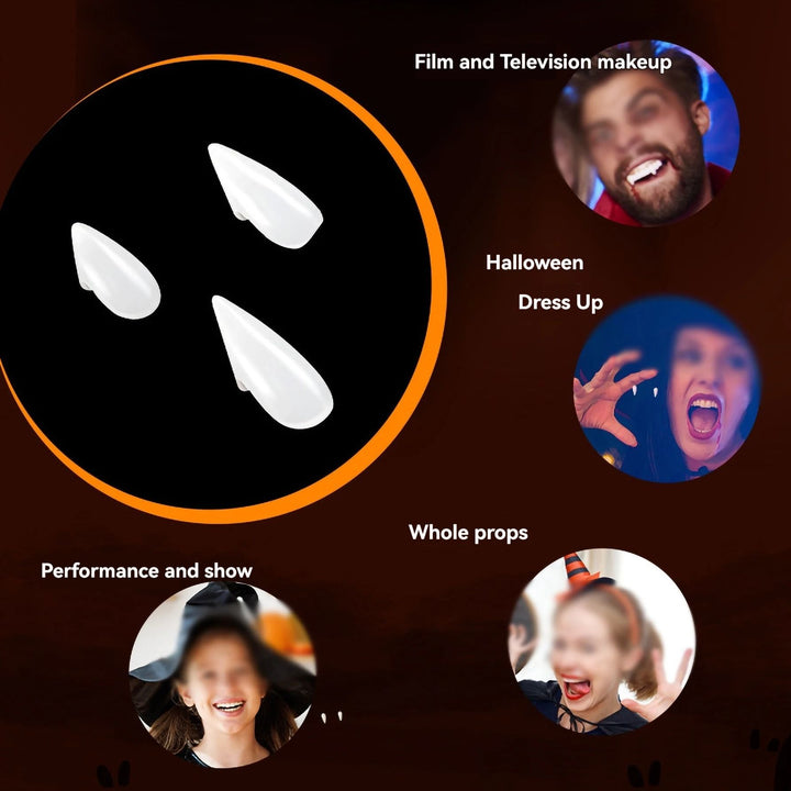 Vampire Teeth Fangs Kit for Halloween | Custom-Molded Thermal Adhesive Fit | Non-Toxic Resin, Natural Tooth-Colour Finish