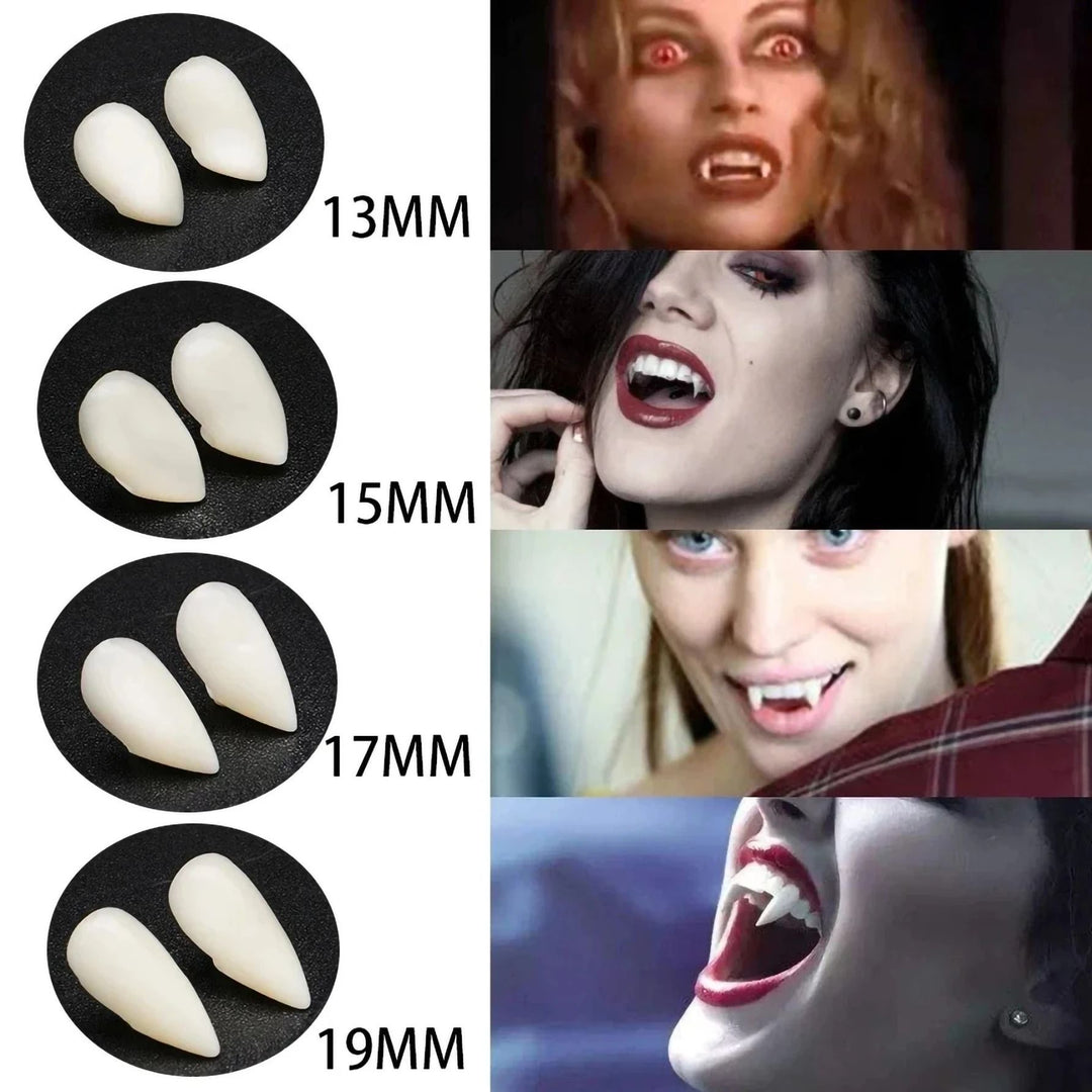 Vampire Teeth Fangs Kit for Halloween | Custom-Molded Thermal Adhesive Fit | Non-Toxic Resin, Natural Tooth-Colour Finish