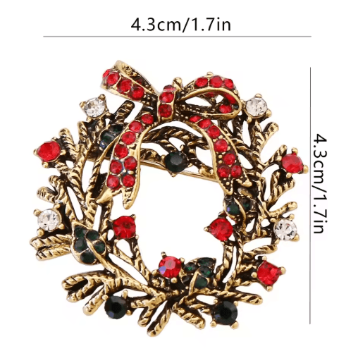 Vintage Brooch Pin Santa Claus Christmas Alloy Metal with Secure Backing