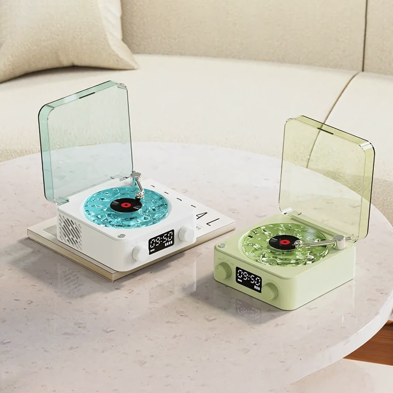 Vinyl Record Player | Glowing Disc And A Clock Display