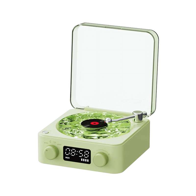 Vinyl Record Player | Glowing Disc And A Clock Display