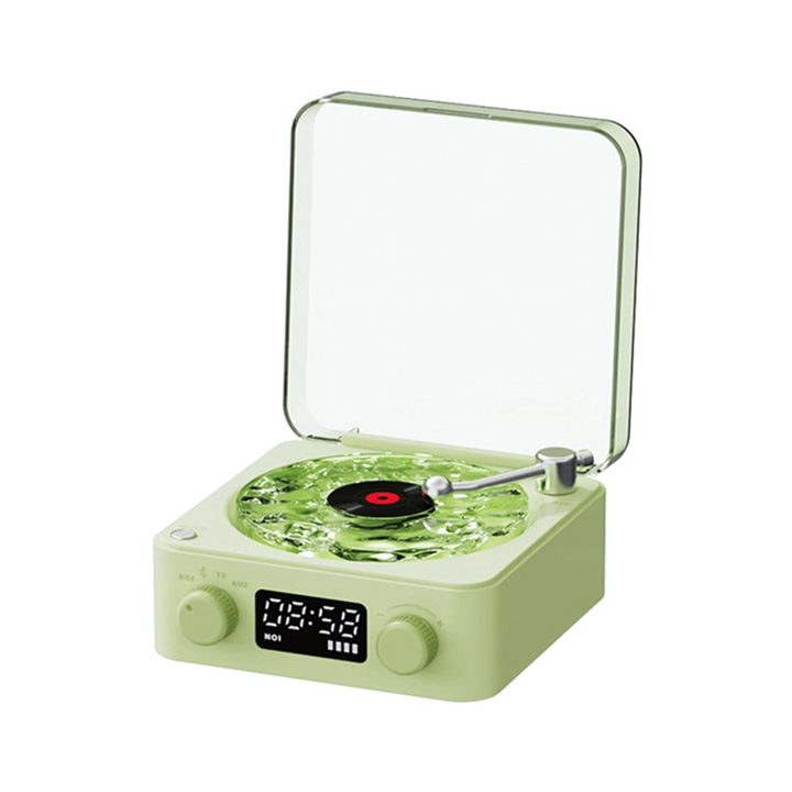 Vinyl Record Player | Glowing Disc And A Clock Display