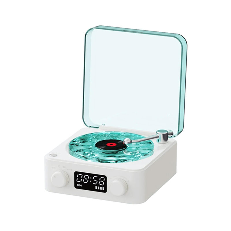 Vinyl Record Player | Glowing Disc And A Clock Display