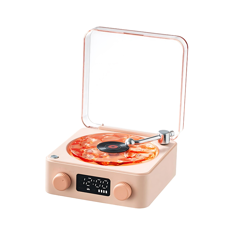 Vinyl Record Player | Glowing Disc And A Clock Display