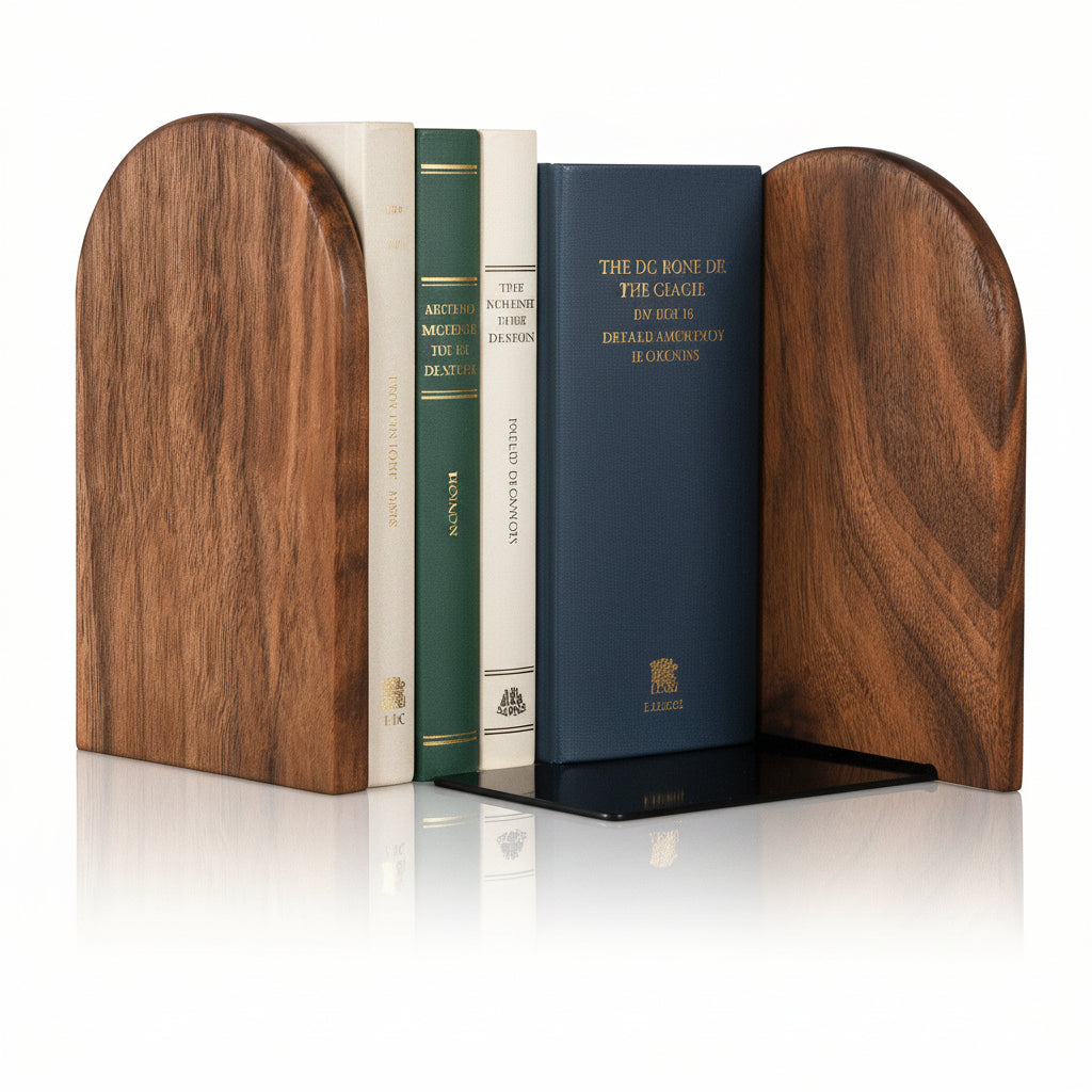 Wooden Bookends Black Walnut | Heavy Duty Desk Book Holders for Books Folders and Magazines | Stable Shelf Support 1